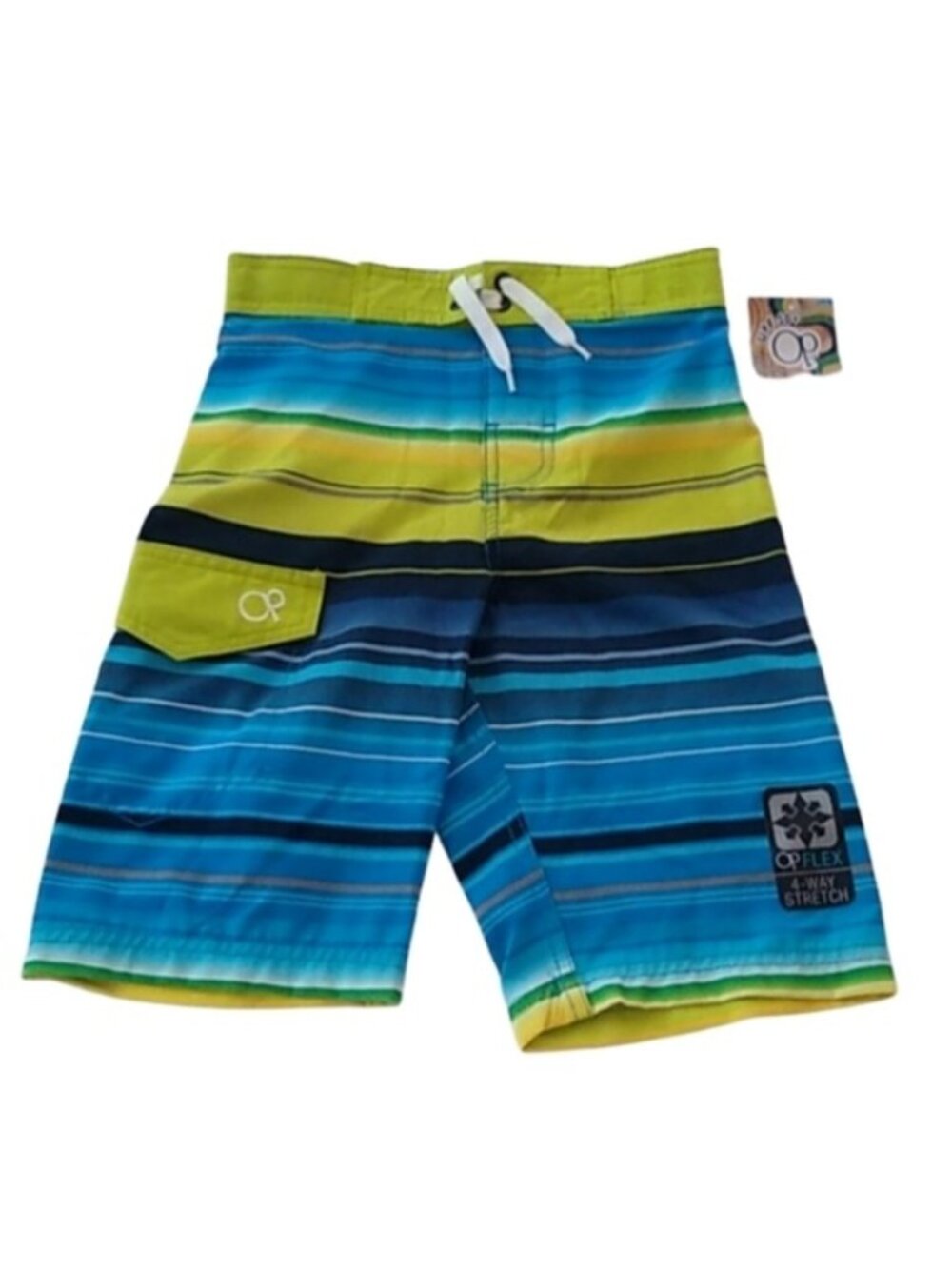 Ocean Pacific OP Boys Striped Board Shorts, Size 8 Medium